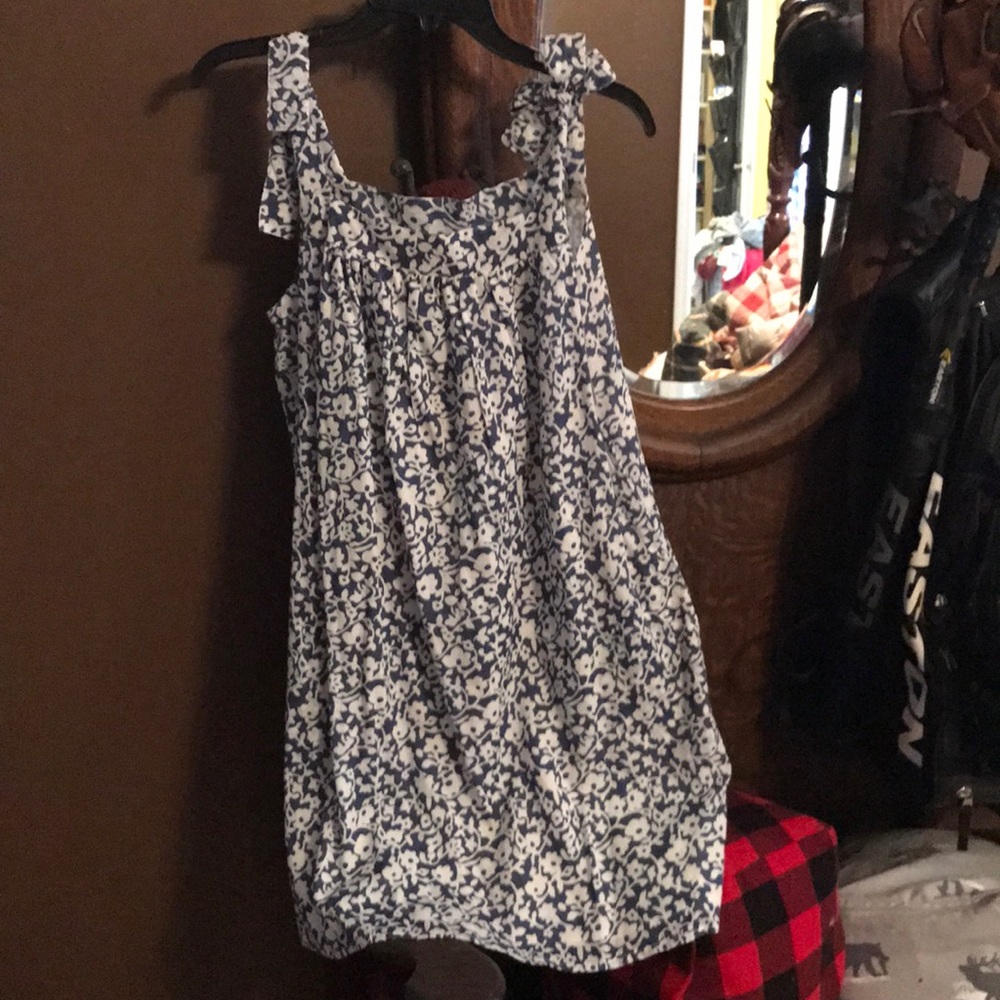 NWT- blue flowered sundress with shoulder bow ties